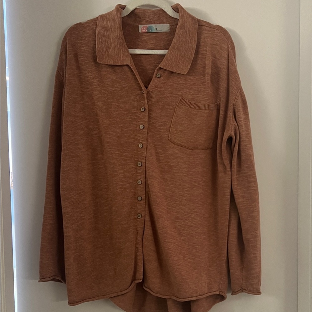 FP Oversized Women's Button Down Shirt in Warm Pink